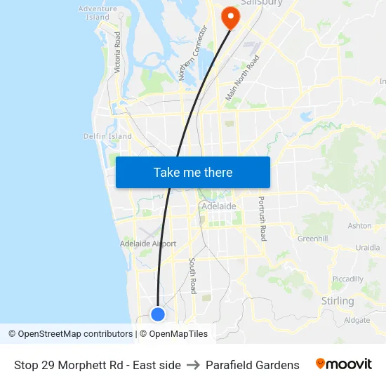 Stop 29 Morphett Rd - East side to Parafield Gardens map