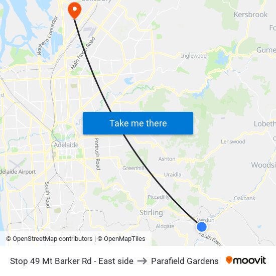 Stop 49 Mt Barker Rd - East side to Parafield Gardens map