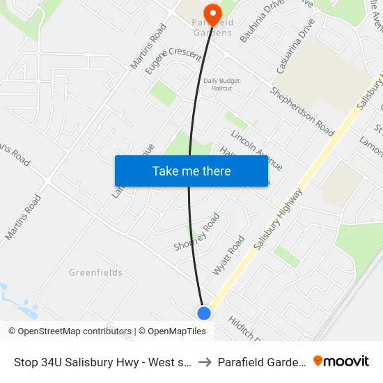 Stop 34U Salisbury Hwy - West side to Parafield Gardens map
