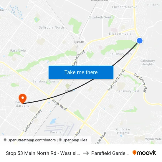 Stop 53 Main North Rd - West side to Parafield Gardens map