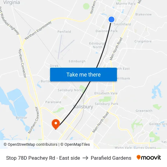 Stop 78D Peachey Rd - East side to Parafield Gardens map