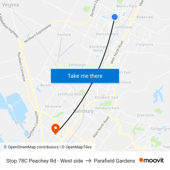 Stop 78C Peachey Rd - West side to Parafield Gardens map