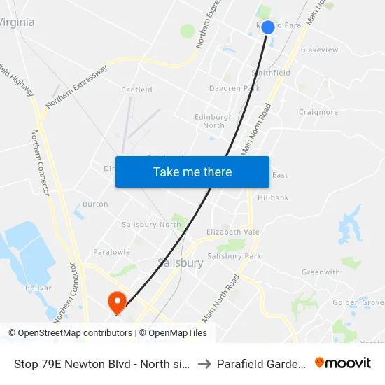 Stop 79E Newton Blvd - North side to Parafield Gardens map