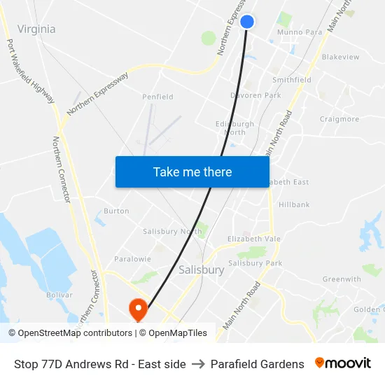 Stop 77D Andrews Rd - East side to Parafield Gardens map