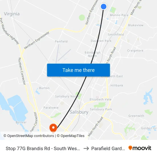 Stop 77G Brandis Rd - South West side to Parafield Gardens map