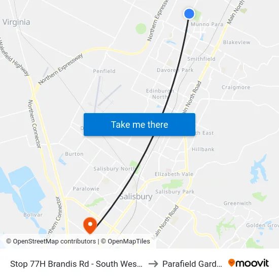 Stop 77H Brandis Rd - South West side to Parafield Gardens map