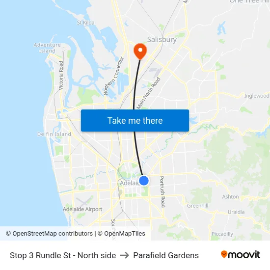 Stop 3 Rundle St - North side to Parafield Gardens map