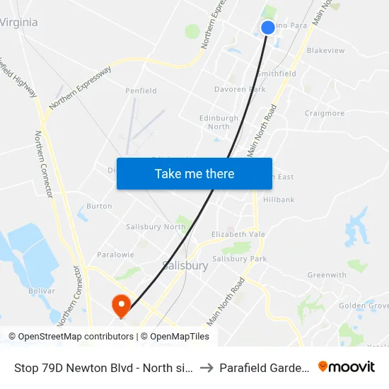 Stop 79D Newton Blvd - North side to Parafield Gardens map