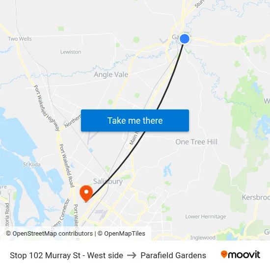 Stop 102 Murray St - West side to Parafield Gardens map