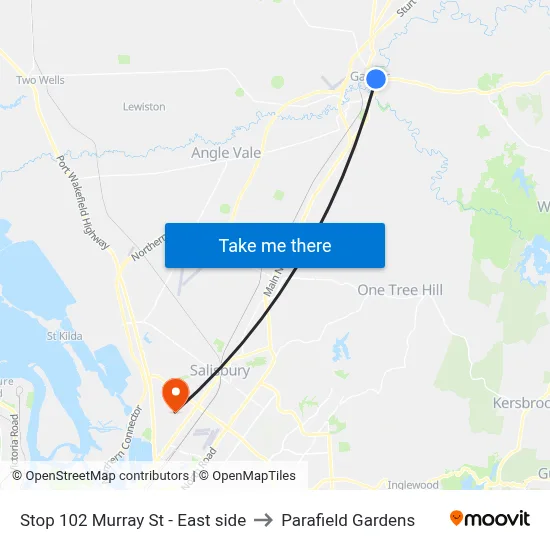 Stop 102 Murray St - East side to Parafield Gardens map