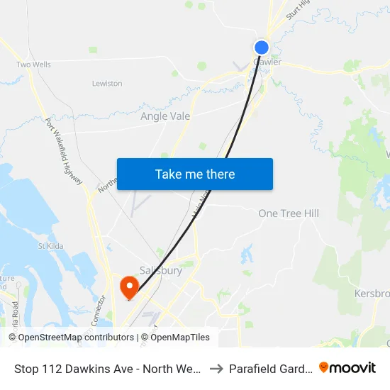 Stop 112 Dawkins Ave - North West side to Parafield Gardens map