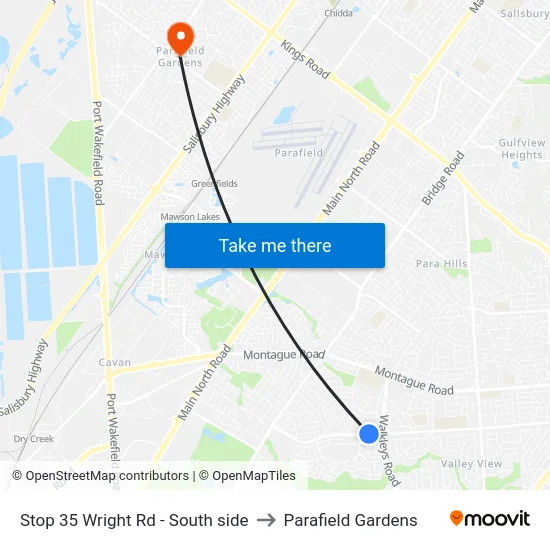 Stop 35 Wright Rd - South side to Parafield Gardens map