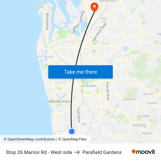 Stop 26 Marion Rd - West side to Parafield Gardens map
