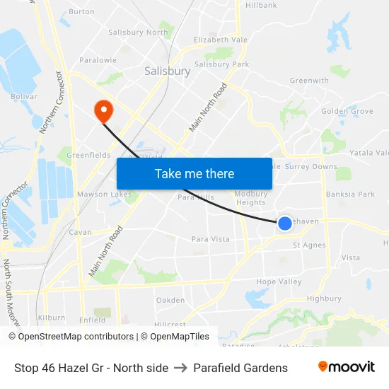 Stop 46 Hazel Gr - North side to Parafield Gardens map