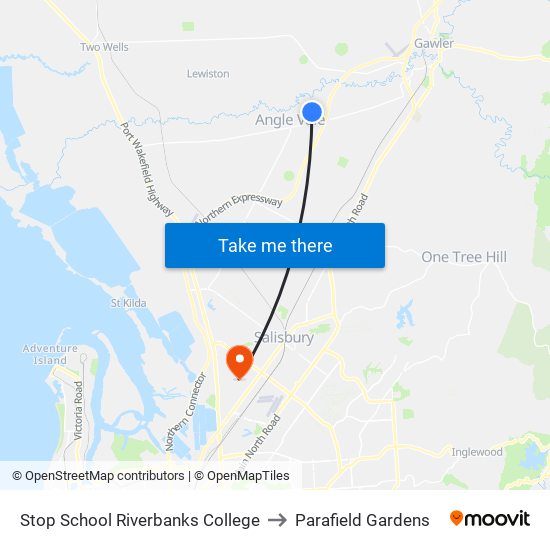 Stop School Riverbanks College to Parafield Gardens map