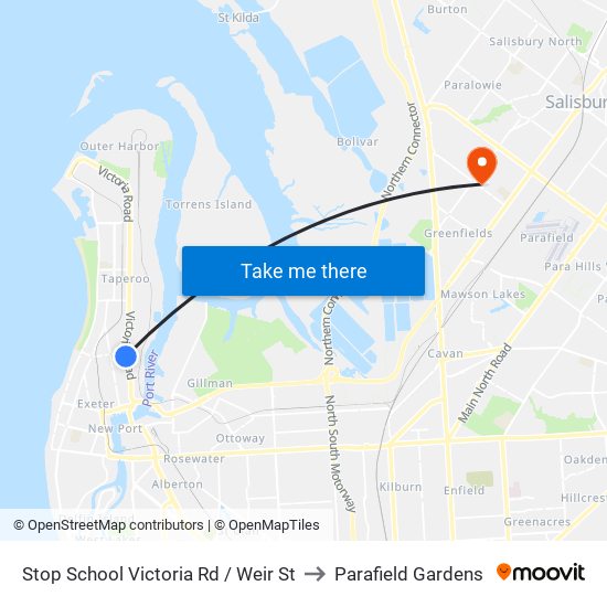 Stop School Victoria Rd / Weir St to Parafield Gardens map