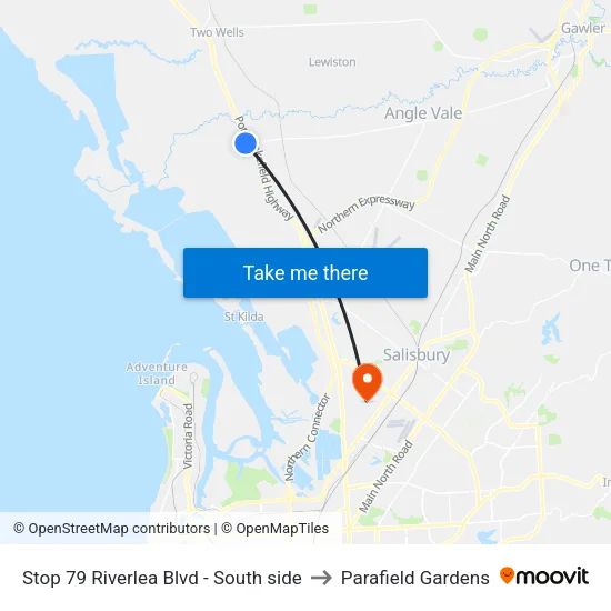 Stop 79 Riverlea Blvd - South side to Parafield Gardens map