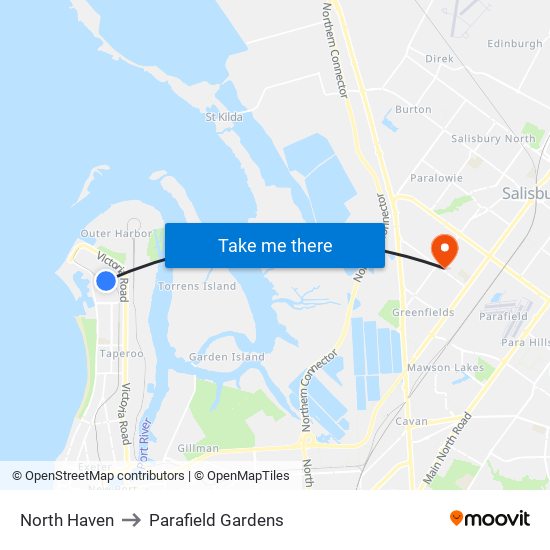 North Haven to Parafield Gardens map