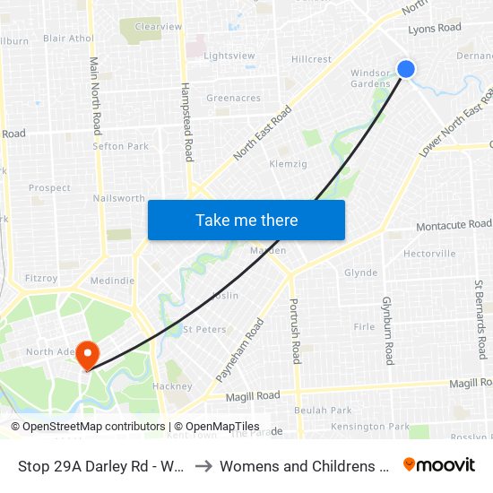 Stop 29A Darley Rd - West side to Womens and Childrens Hospital map