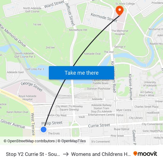 Stop Y2 Currie St - South side to Womens and Childrens Hospital map