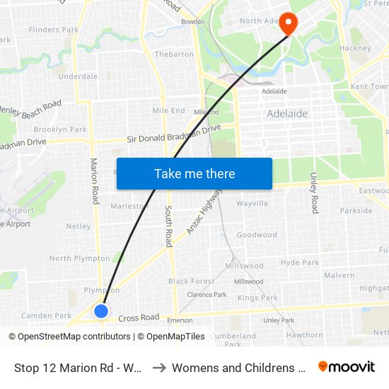 Stop 12 Marion Rd - West side to Womens and Childrens Hospital map