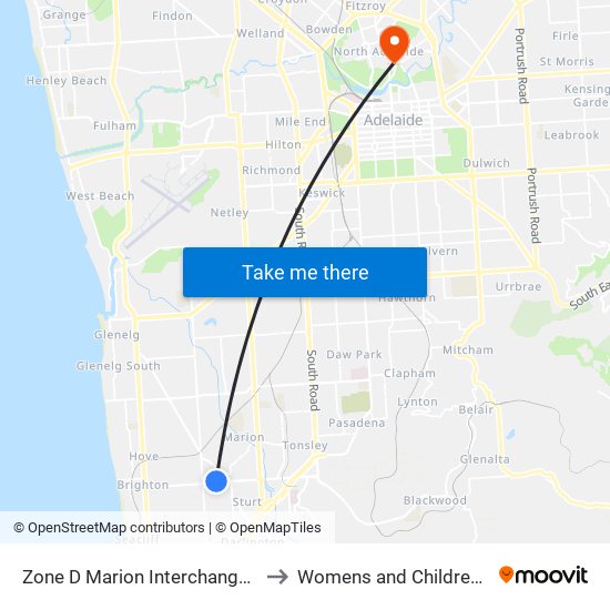 Zone D Marion Interchange - South side to Womens and Childrens Hospital map