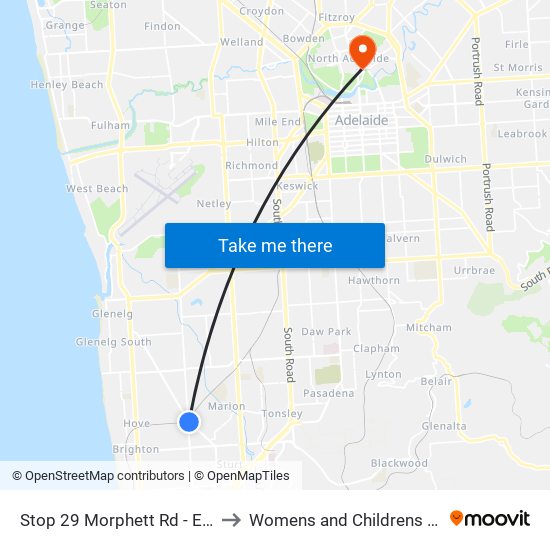 Stop 29 Morphett Rd - East side to Womens and Childrens Hospital map