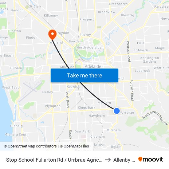 Stop School Fullarton Rd / Urrbrae Agricultural High School - West side to Allenby Gardens map