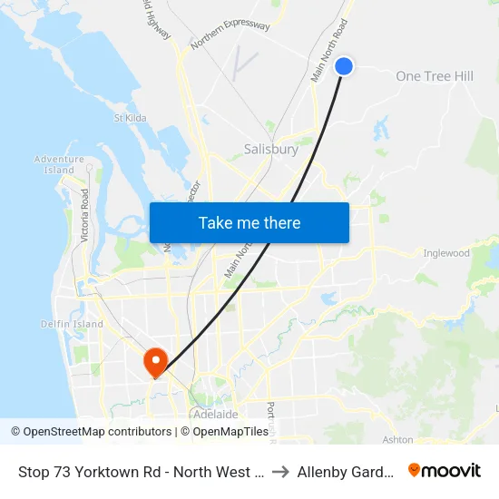 Stop 73 Yorktown Rd - North West side to Allenby Gardens map