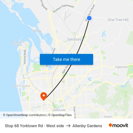 Stop 68 Yorktown Rd - West side to Allenby Gardens map
