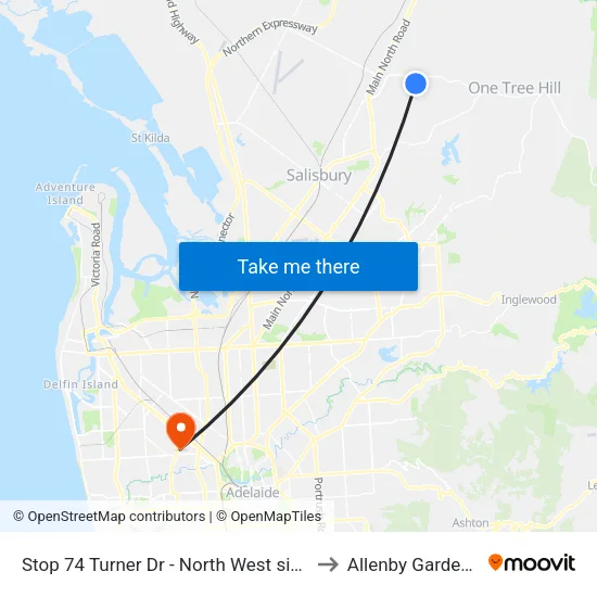Stop 74 Turner Dr - North West side to Allenby Gardens map
