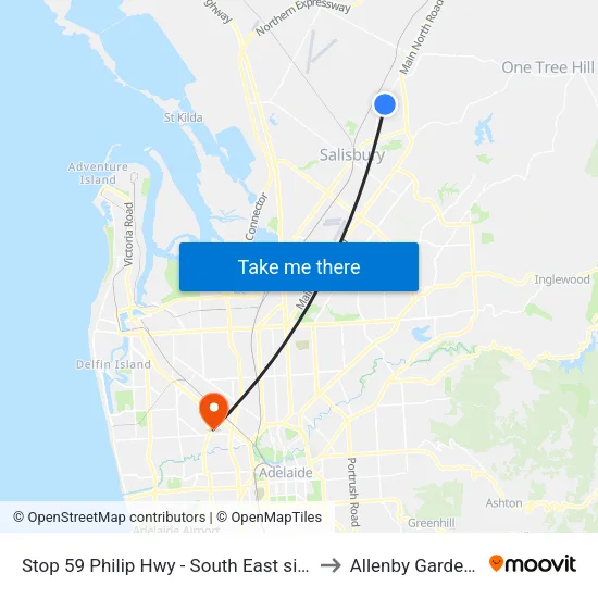 Stop 59 Philip Hwy - South East side to Allenby Gardens map