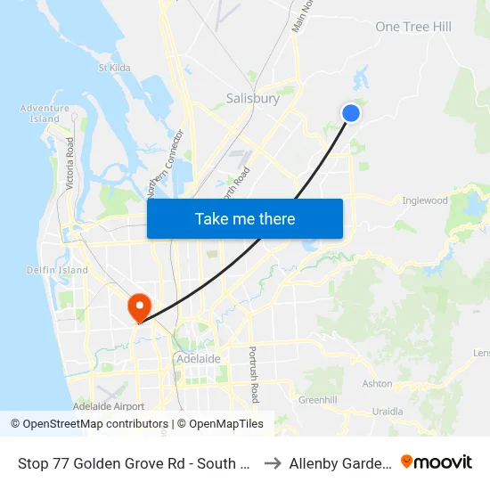 Stop 77 Golden Grove Rd - South side to Allenby Gardens map