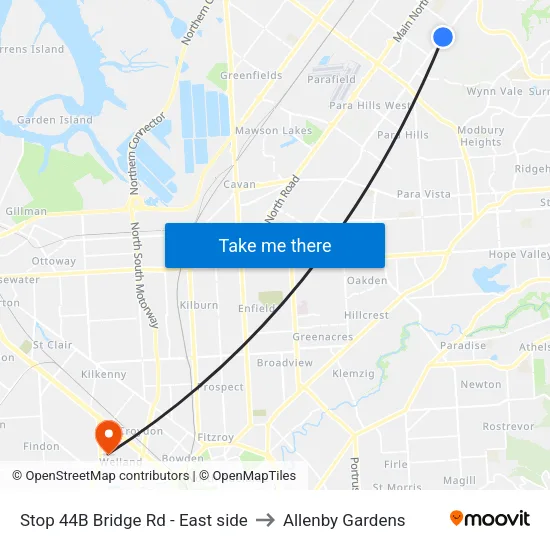 Stop 44B Bridge Rd - East side to Allenby Gardens map