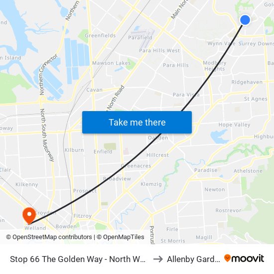 Stop 66 The Golden Way - North West side to Allenby Gardens map