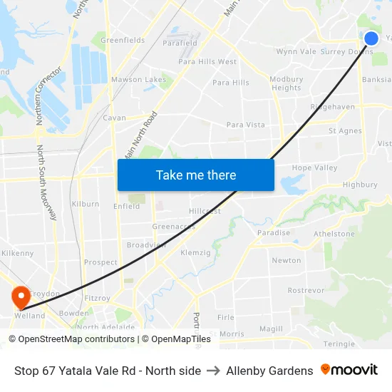 Stop 67 Yatala Vale Rd - North side to Allenby Gardens map