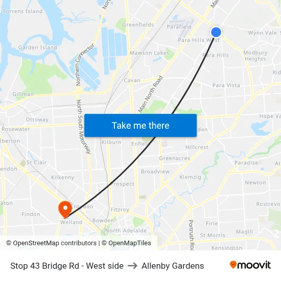 Stop 43 Bridge Rd - West side to Allenby Gardens map