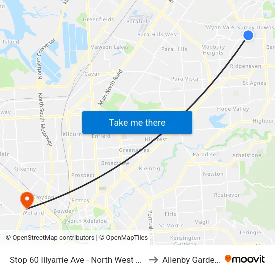 Stop 60 Illyarrie Ave - North West side to Allenby Gardens map