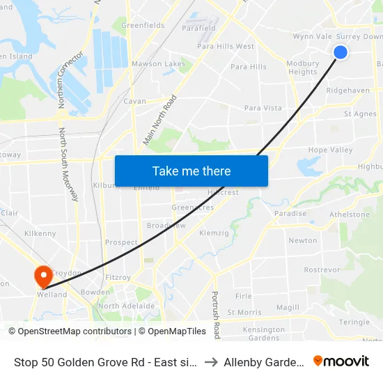Stop 50 Golden Grove Rd - East side to Allenby Gardens map