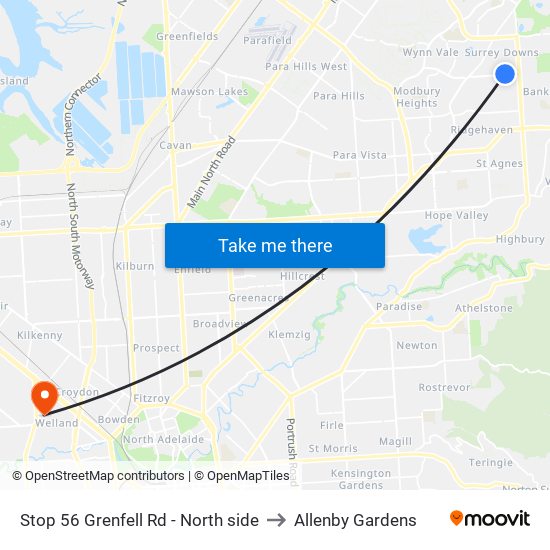 Stop 56 Grenfell Rd - North side to Allenby Gardens map