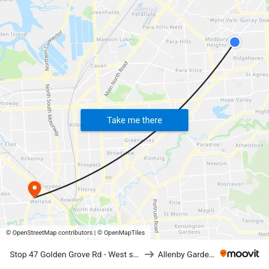 Stop 47 Golden Grove Rd - West side to Allenby Gardens map