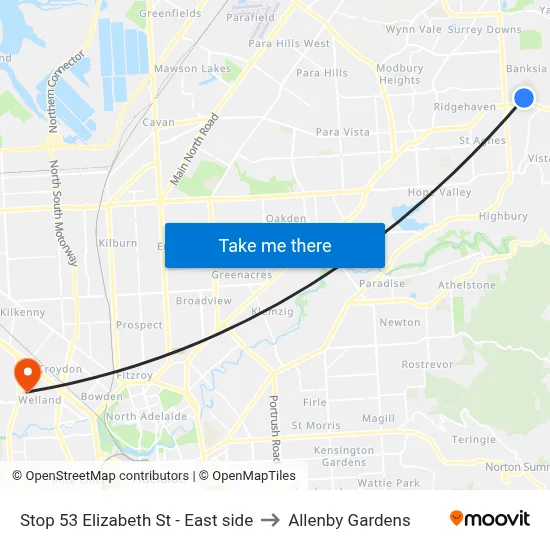 Stop 53 Elizabeth St - East side to Allenby Gardens map