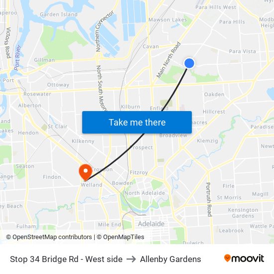 Stop 34 Bridge Rd - West side to Allenby Gardens map