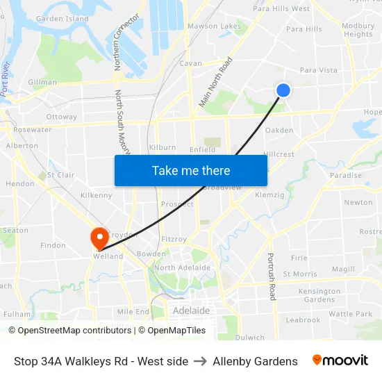 Stop 34A Walkleys Rd - West side to Allenby Gardens map