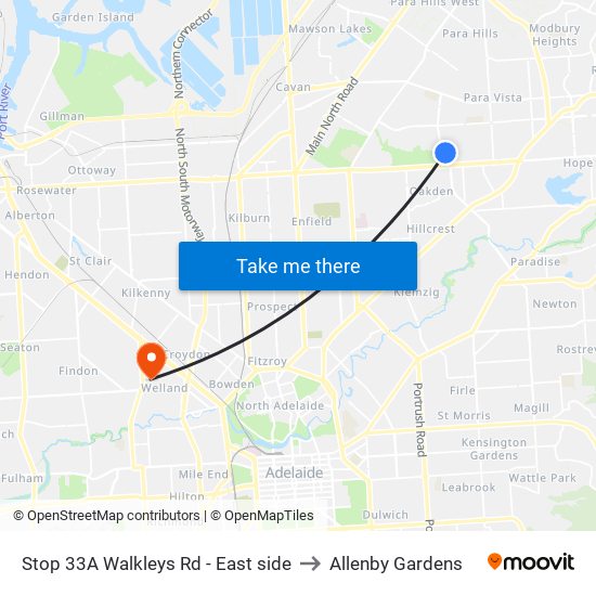 Stop 33A Walkleys Rd - East side to Allenby Gardens map