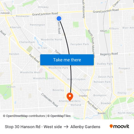 Stop 30 Hanson Rd - West side to Allenby Gardens map
