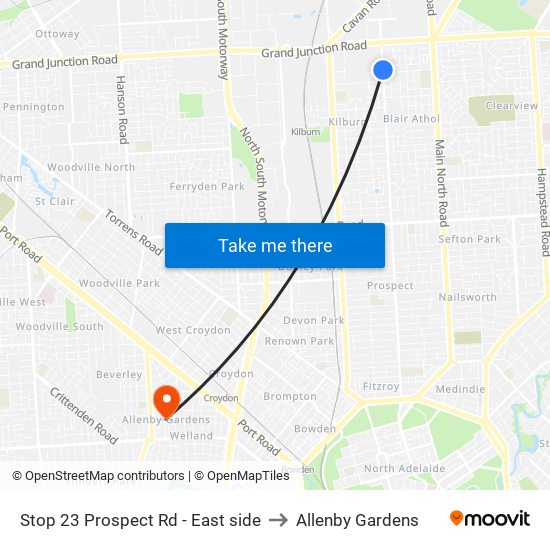 Stop 23 Prospect Rd - East side to Allenby Gardens map