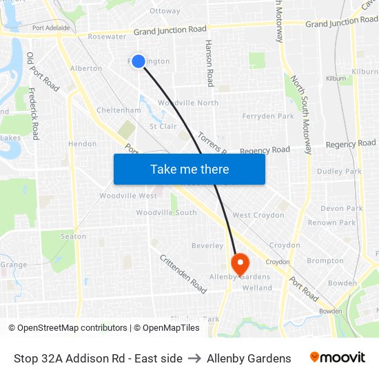 Stop 32A Addison Rd - East side to Allenby Gardens map