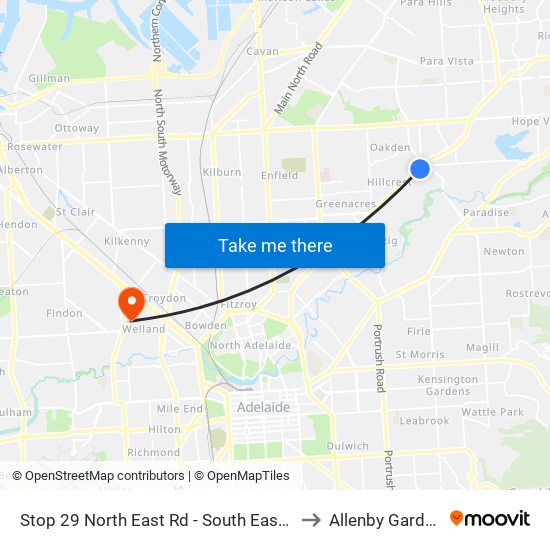 Stop 29 North East Rd - South East side to Allenby Gardens map