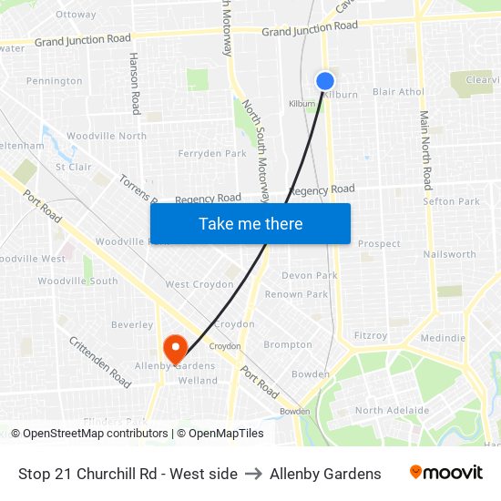 Stop 21 Churchill Rd - West side to Allenby Gardens map